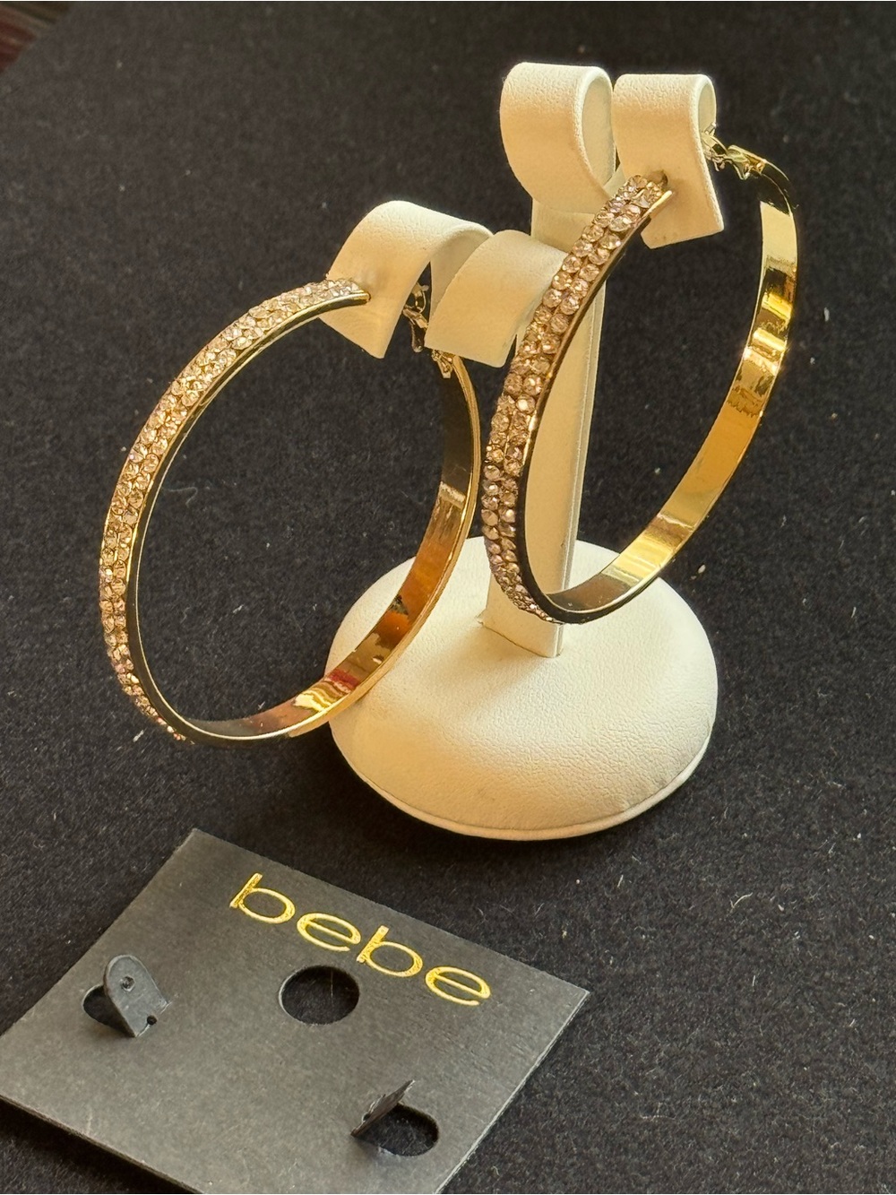 bebe Gold Hoop Earrings with Crystal Pavé Accents